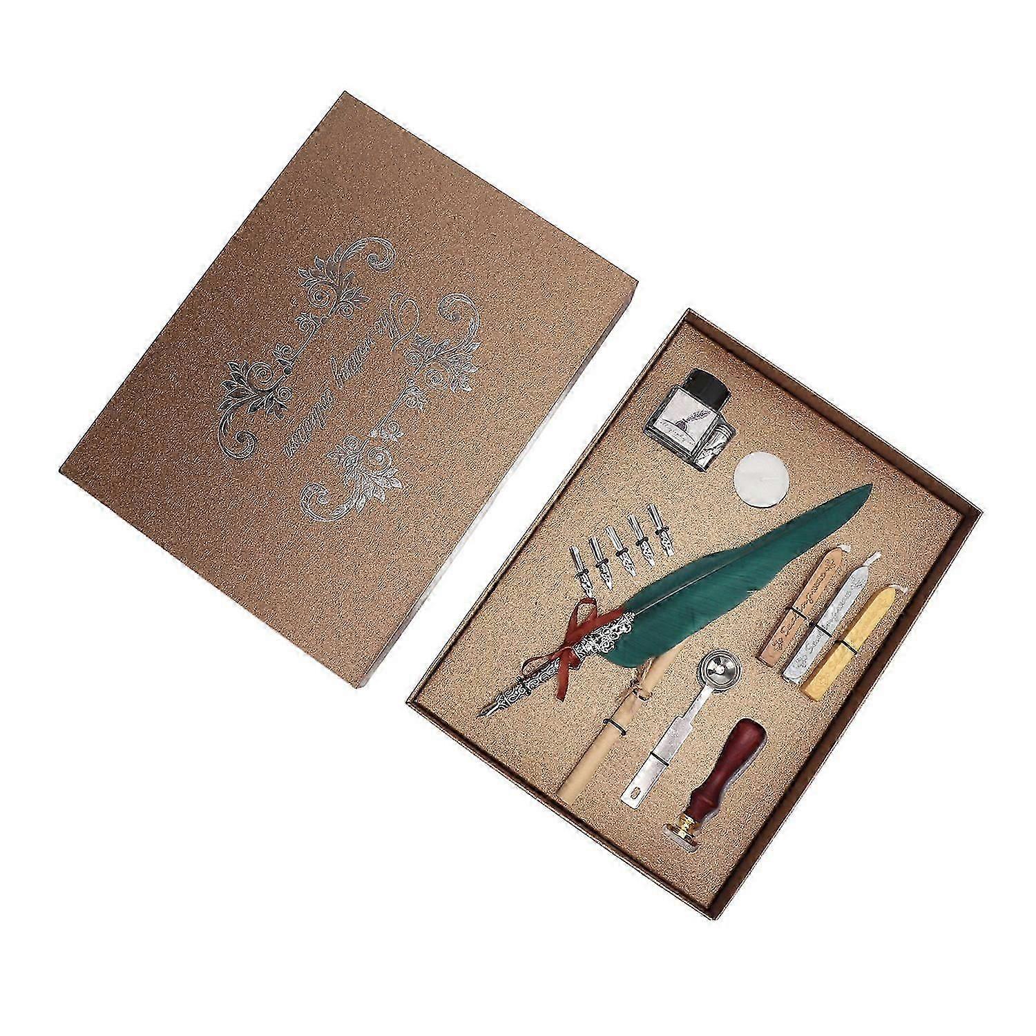 Feather Pen Set Smoothly Write Retro Design Carving Appearance Wearable Calligraphy Pen Kit for Writ
