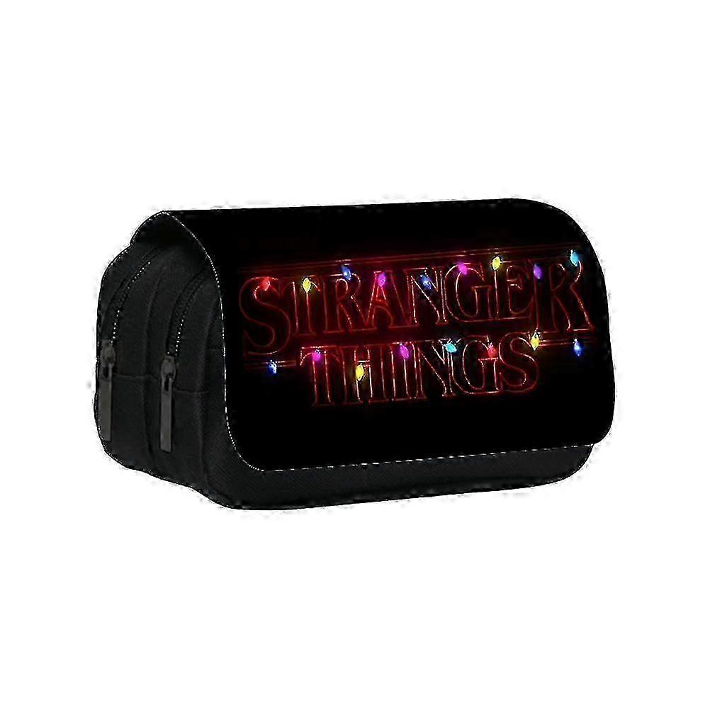 1pcs Stranger Things Printed Double-layer Pencil Case Stranger Things4 Surrounding Large-capacity Student Stationery Bag -Sy