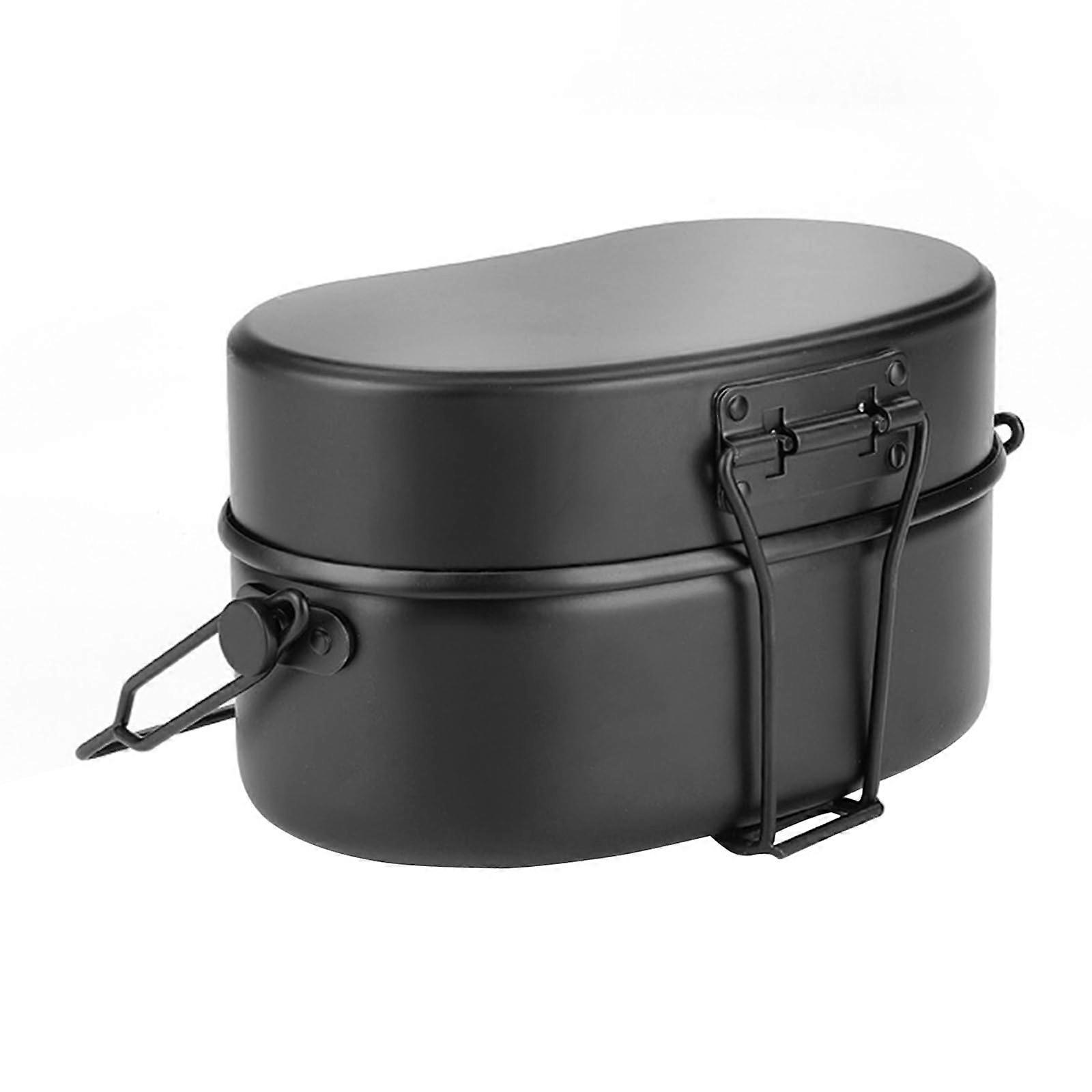 Double Layer Bentos Box Student Lunch Box With Handle Camp Cookware Black For Office And School Use