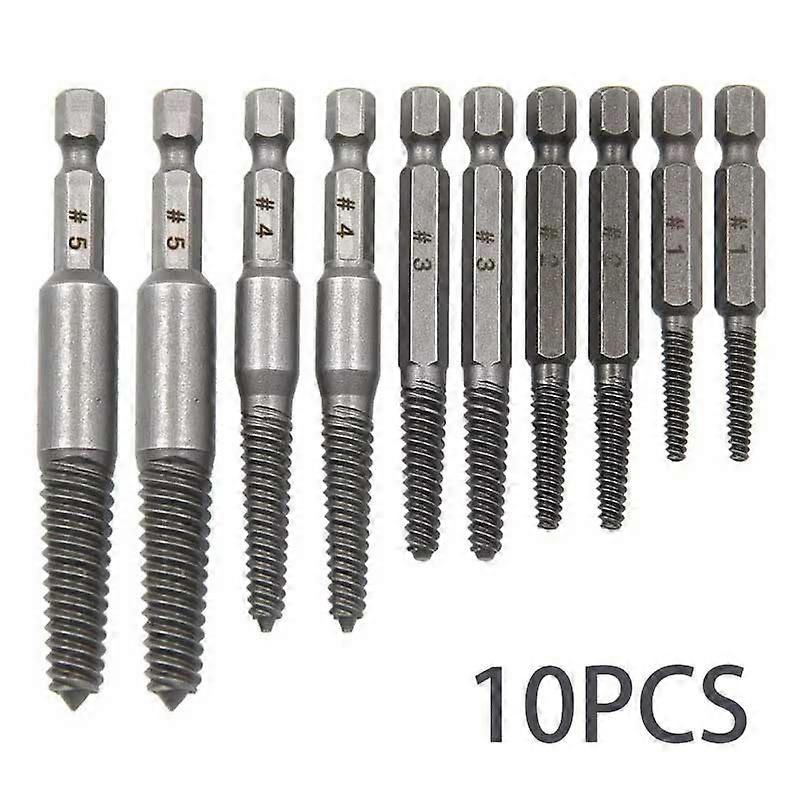 10pc Hexagonal Shank Broken Head Screw Extractor Screw Broken Head Screwdriver for Taking out Electric Drill Tool Set