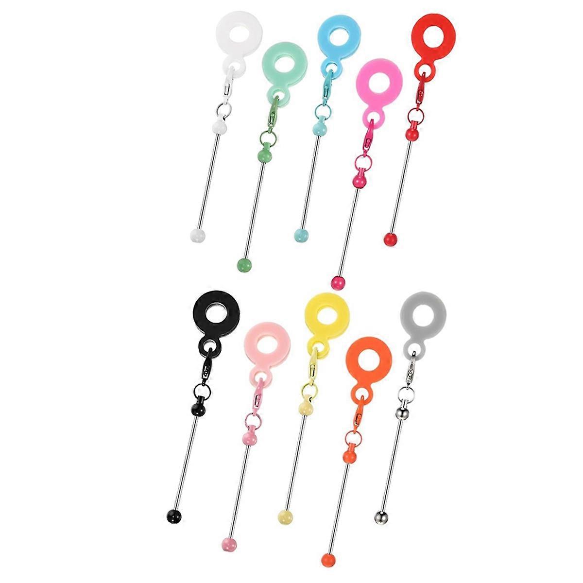 10 Pcs Beadable Straw Charm Compatible with DIY Beaded Straw Toppers Charm Adapter Pendant Ornament