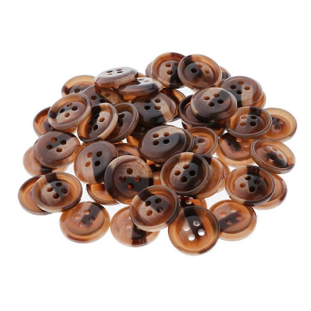 50 Points 4 Holes Flat Resin Buttons Craft Accessories Home Decorations 18mm