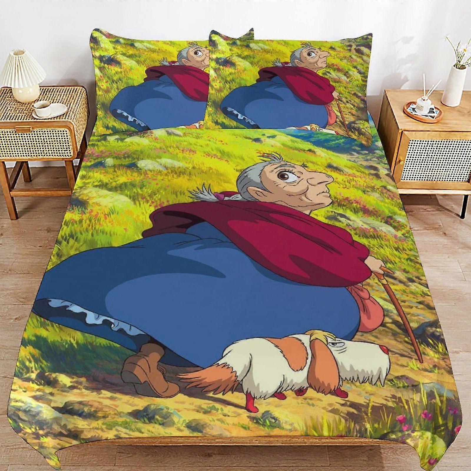o518 Howls Moving Castle Practical Fabric Sleep Ready Texture High Thread Composition Duvet Cover Sets Convenience d518