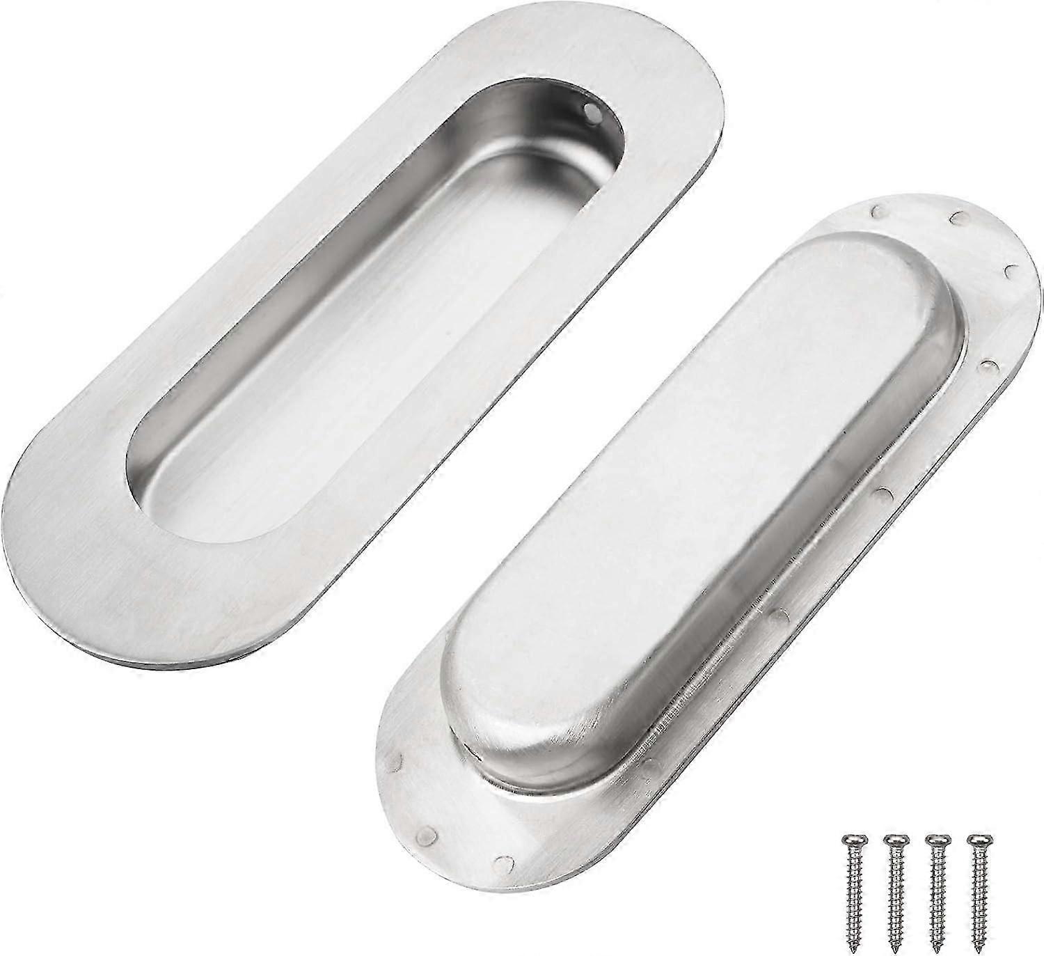 2Pcs Recessed Sliding Door Pull Handle Stainless Steel With Screws