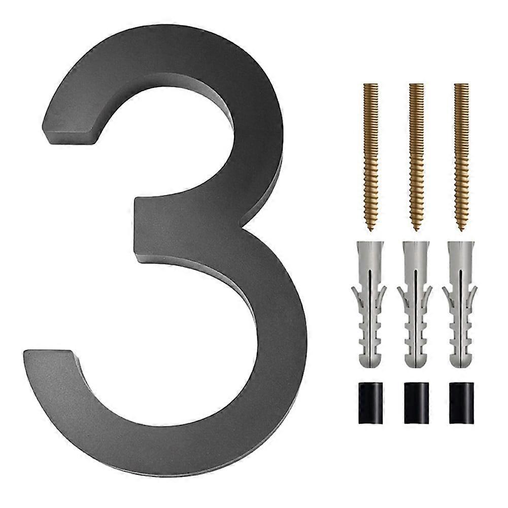 6 inch Modern Floating House Numbers Door Black Shadow Home Address Garage Gate