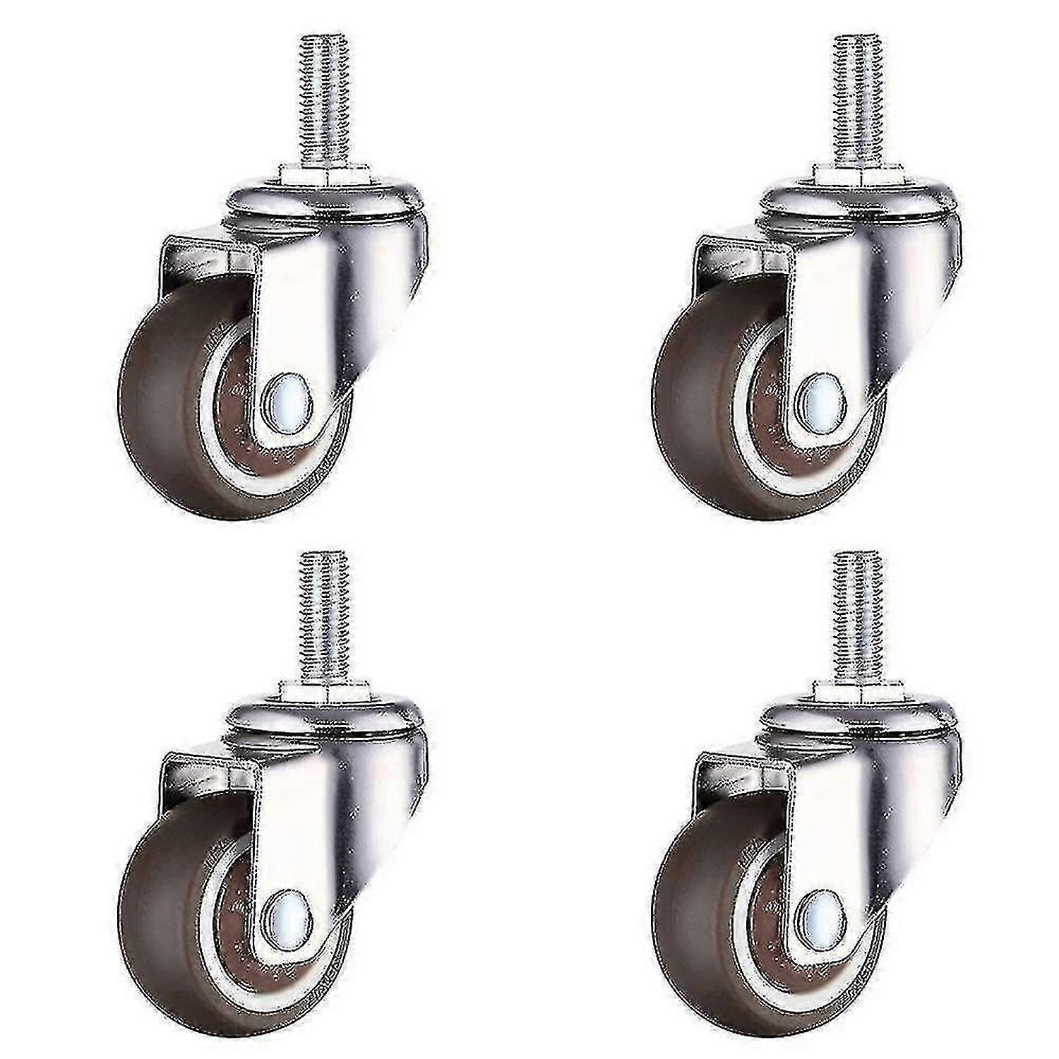M8 Threaded Stem Caster for Furniture Hand Trolley - 2 Pcs Swivel Caster with Brake and 2 Pcs Swivel Caster without Brake