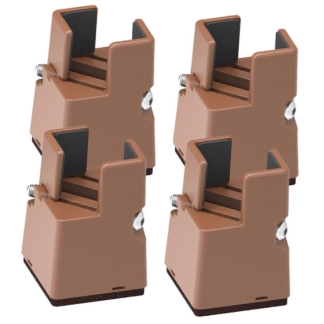 Adjustable Furniture Risers 4Pack, 5 cm Height, HeavyDuty Brown Leg Riser Pads Fits 2242 mm, For Bed Frames & Sofas