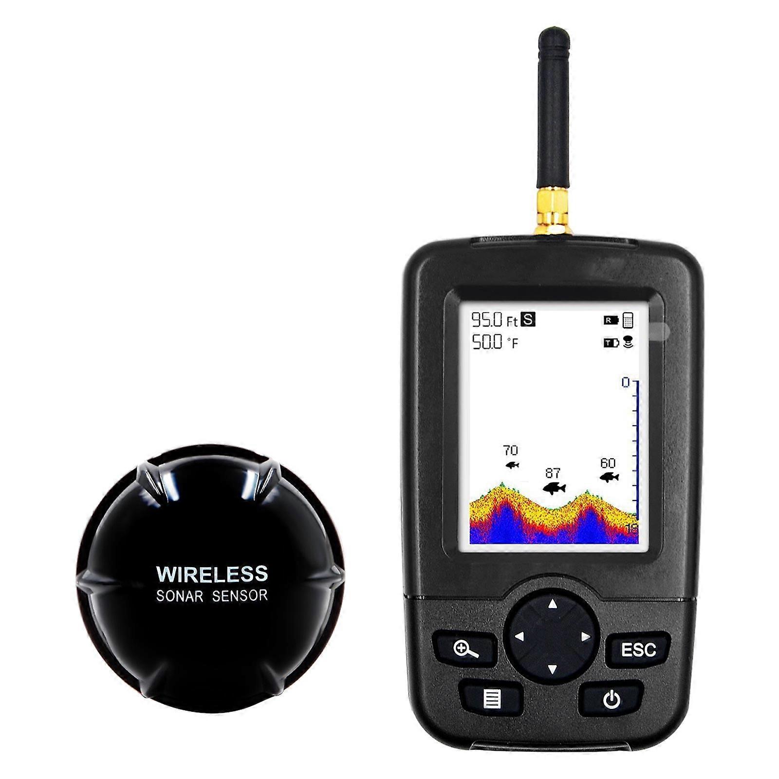 Wireless Portable Fish Finders Lake Sea Fishing Intelligent Depth Alarm Sonar Sensors Water Depth Fish Finders Enduring  English version all 
