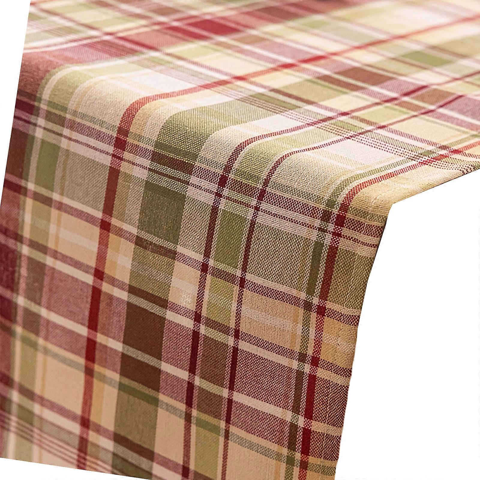 Checkered Lace Table Runner Recyclable Polyester Materials Decorative Dining Table Accent for Christmas  33x228cm