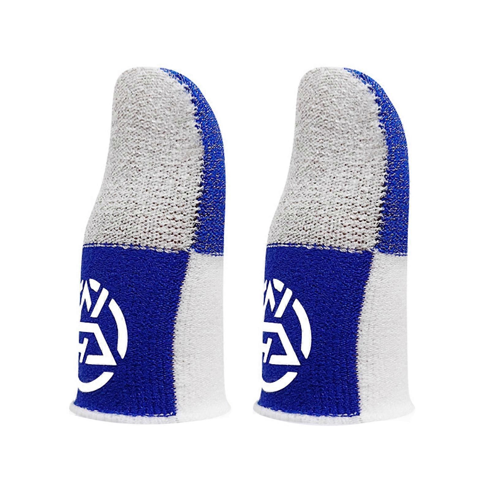 1 Pair High Sensitivity Finger Sleeves Conductive Fiber Material For Accurate Touch Displa Control In Competitive Gaming  White and blue