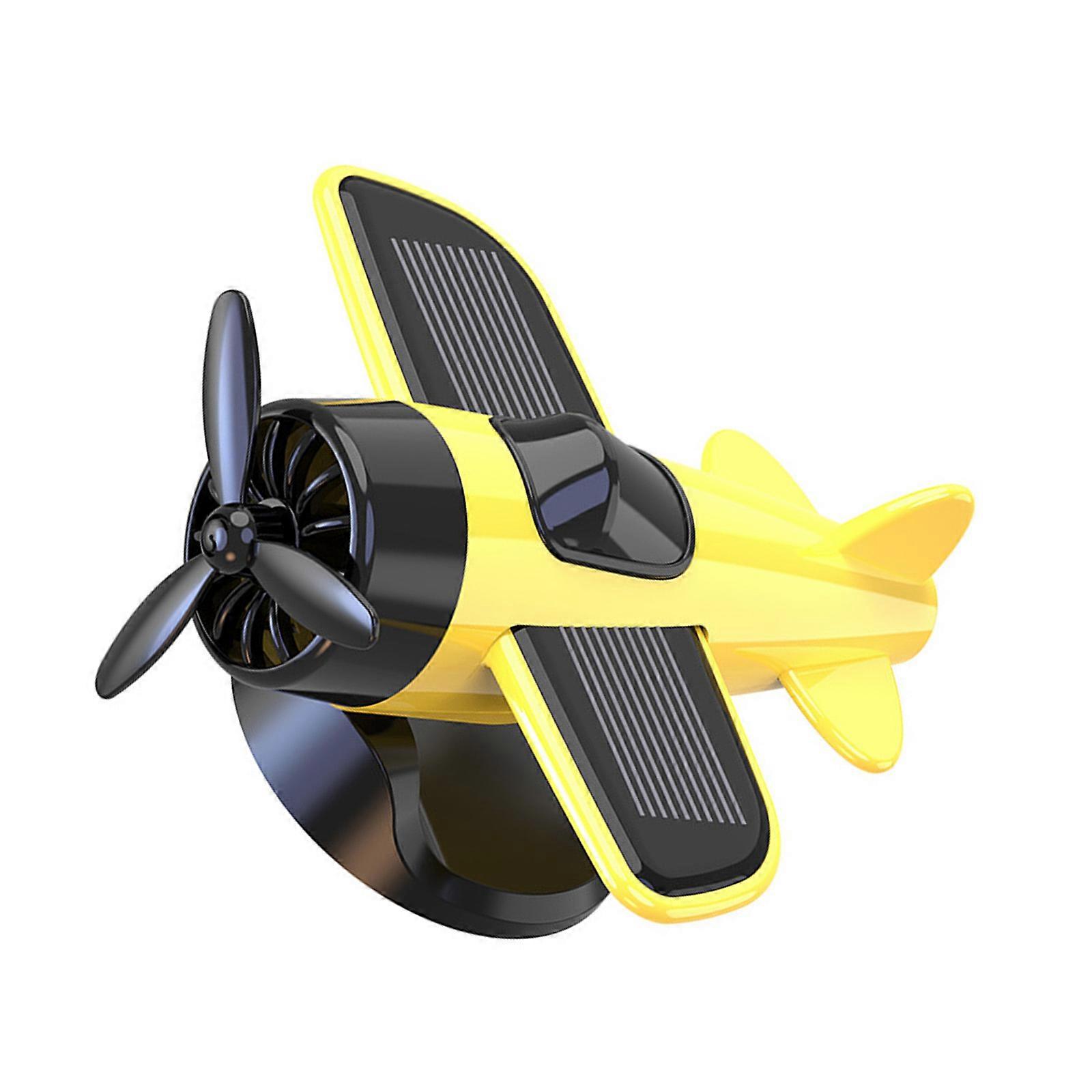 Solar Car Dashboard Plane Ornament with 360 Quiet Rotation ABS Auto Spin Decoration Not Slip Dashboard Plane Multicolor