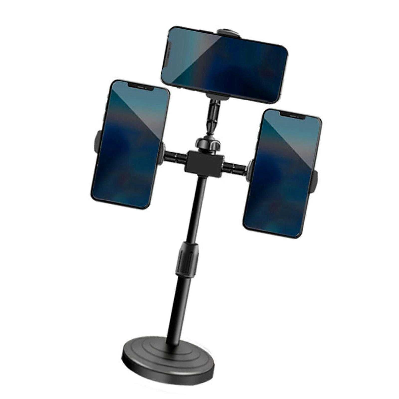 Triple Clip Phone Mount Adjustable Telescoping Desk Stand For Live Streaming Video Conferencing Multiple Angle Shootings Multicolor