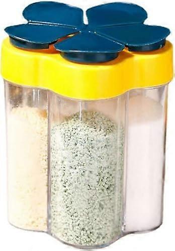 Cereal Dispenser 5Compartment Seasoning Jar Blue Portable Spice Dispenser Countertop Condiment Container
