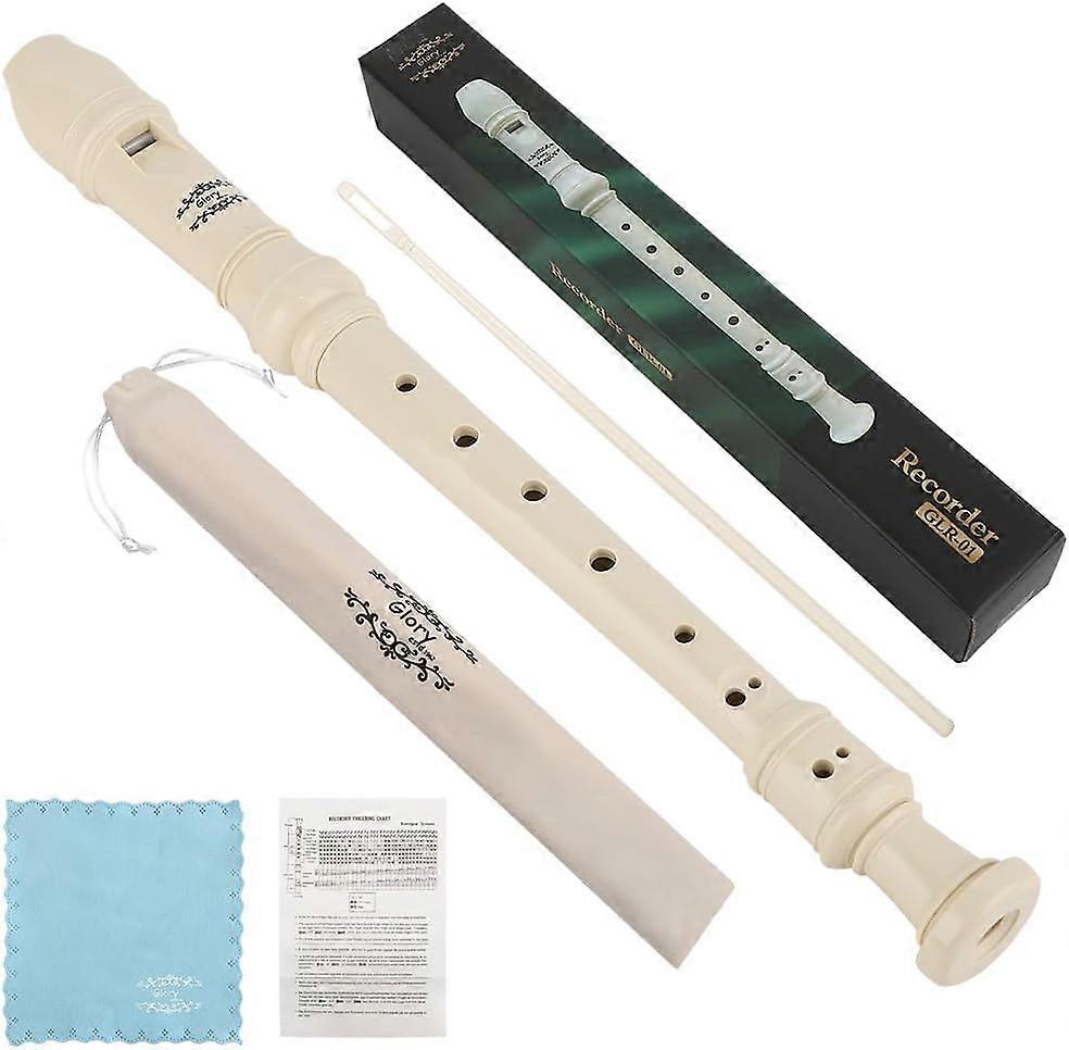 Glory Soprano Recorder Instrument for Beginner, German Fingering C Key Recorder Instrument,Beige Beige