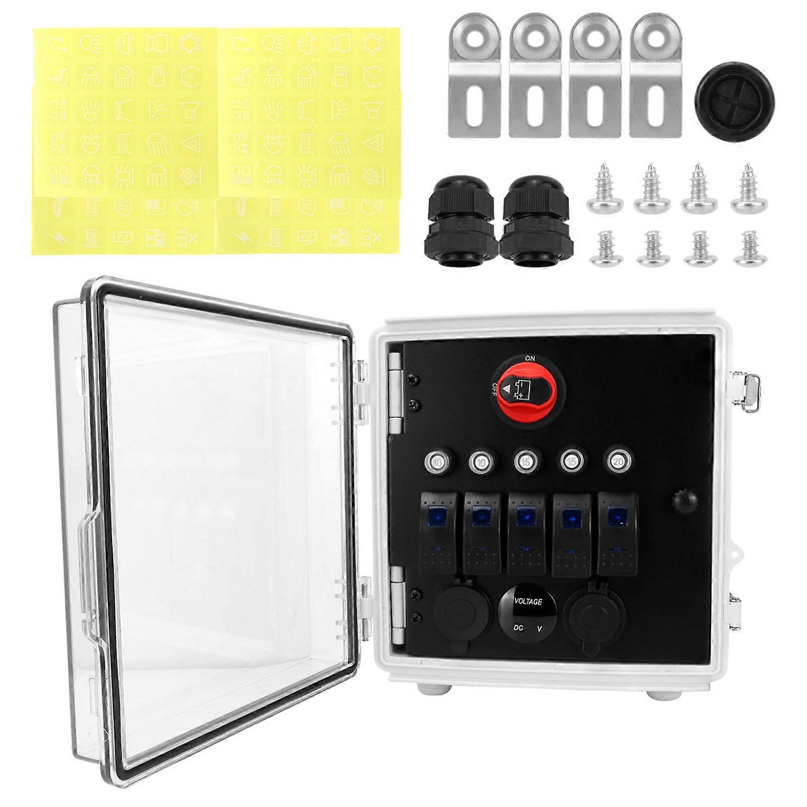 Pre Compiled 5 Change Panel With USB Device Butt Lighter IP67 Evaluated ABS Pen For Trucks Campers Boats Multicolor