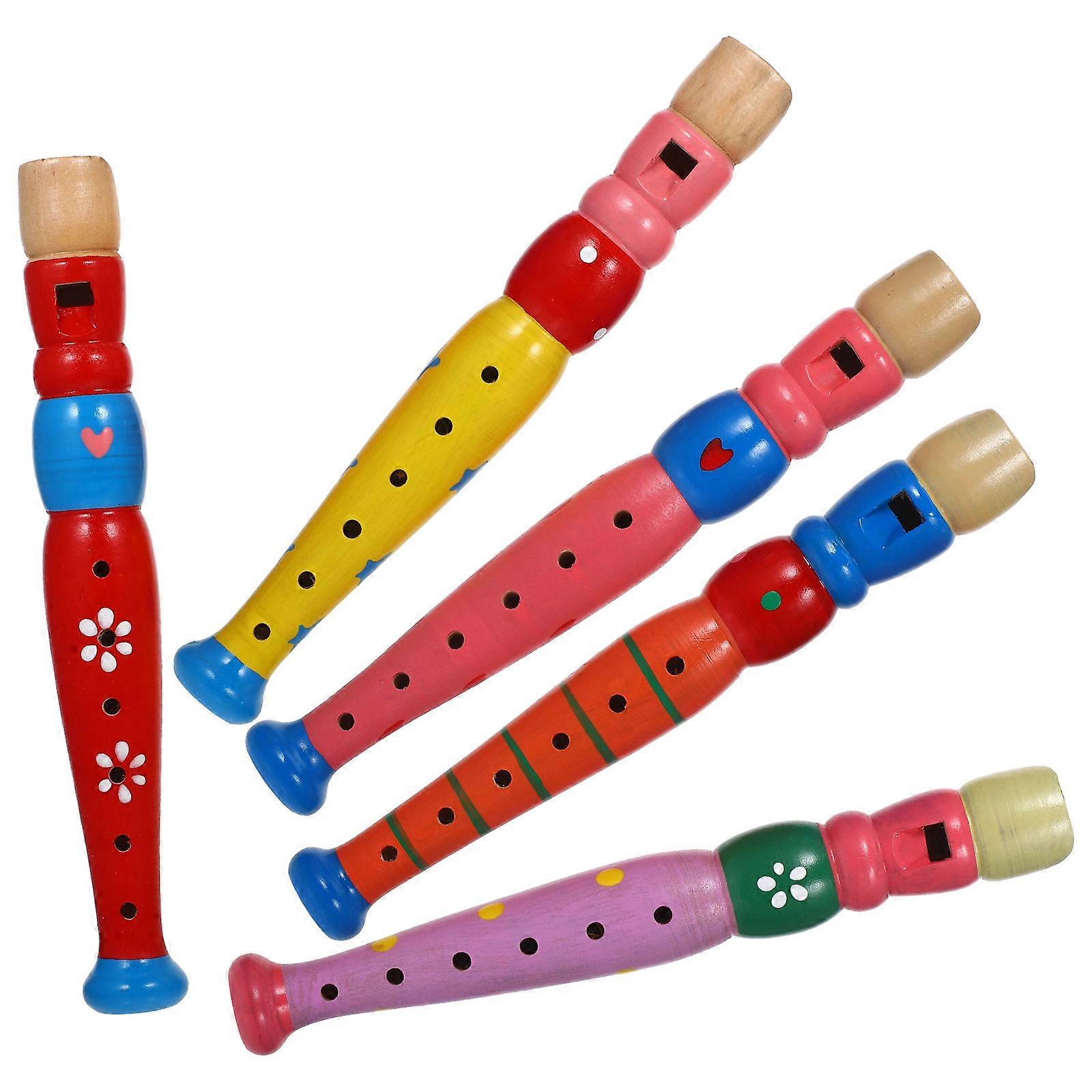 6-Hole Wooden Children Flute Beginner Descant Recorder Music Playing Wind Instruments (Random Style)