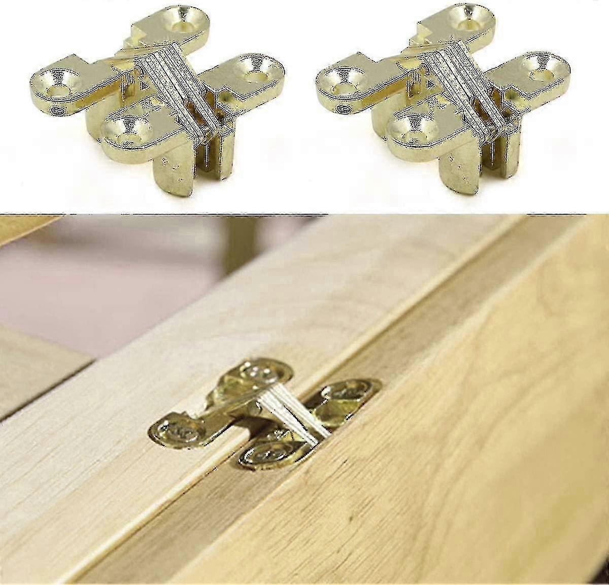 SYS Hidden Door Hinges 180° Rotation - 6 Pieces Cross Hinge Zinc Alloy for Seamless Installation