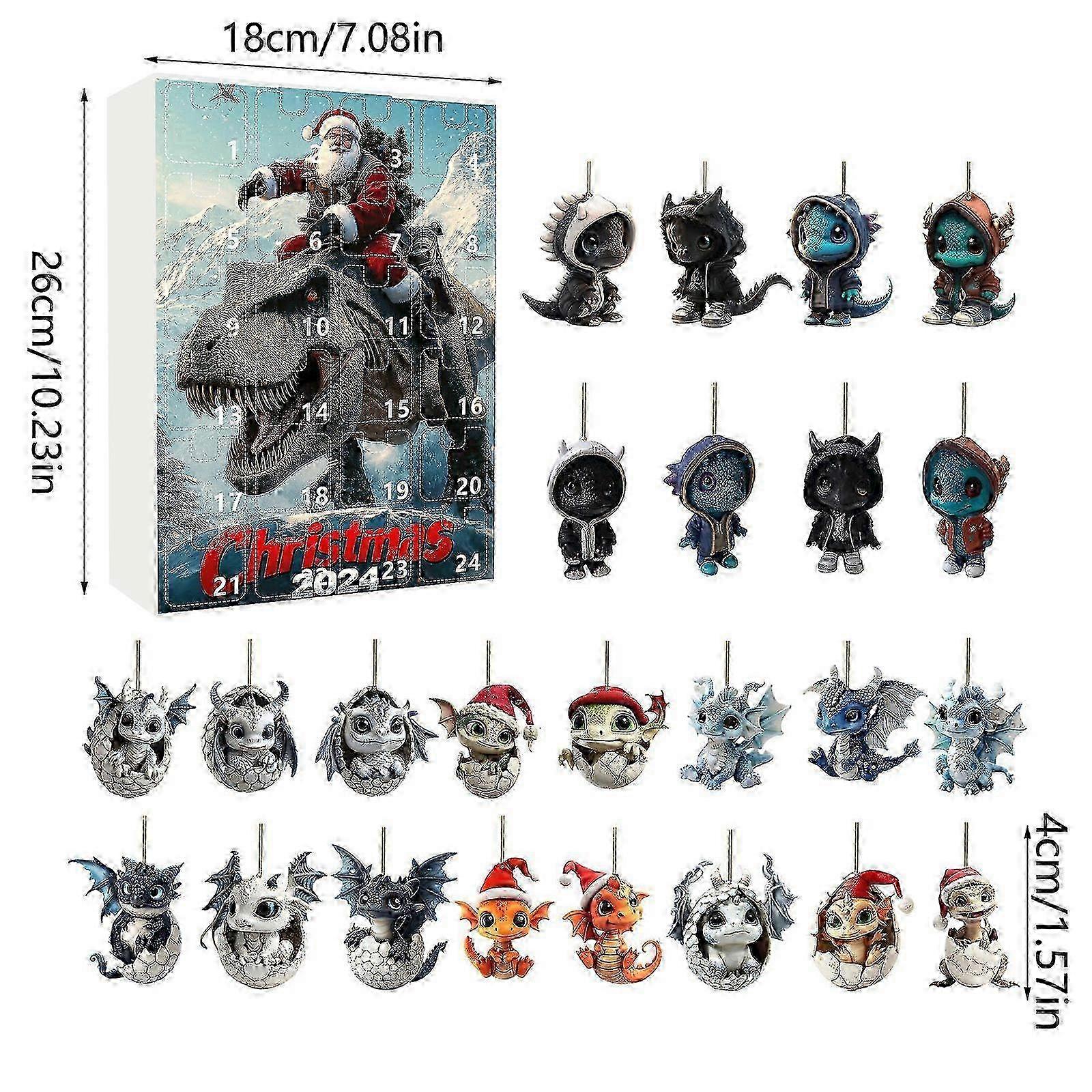 Advent calendar for Christmas countdown with mini dragon pendant