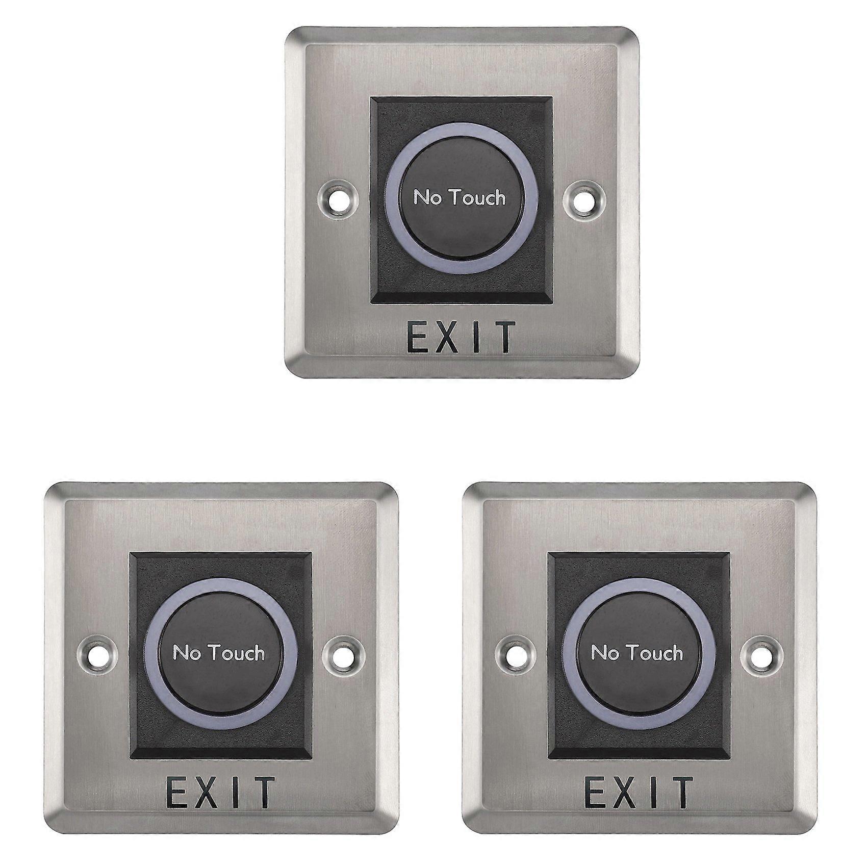 3X Infrared Sensor Switch No Contact Contactless Switches Door Release Exit Button with LED Indicati