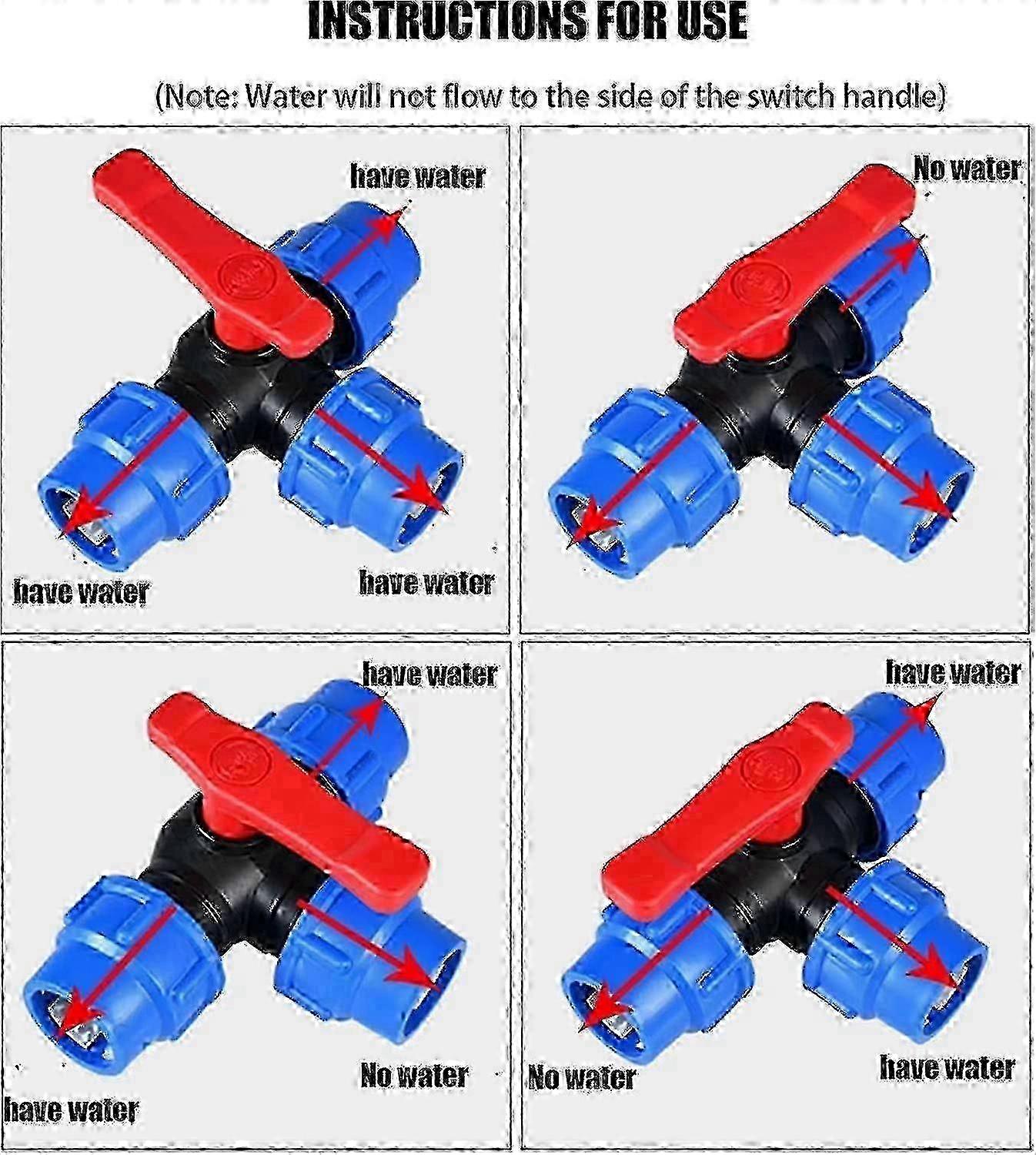 2025 Shut-off Ball Valve,32mm Quick Connect Three Way Ball Valve Pvc Pe Hose Quick Switch Tee Connector (size : 32mm)