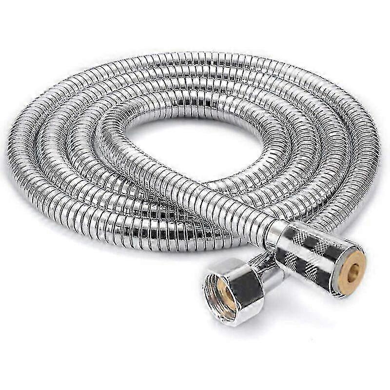 2m Stainless Steel Expandable Shower Hose, Burst & Tangle Resistant, Anti-Corrosion with Dual-Loop Design