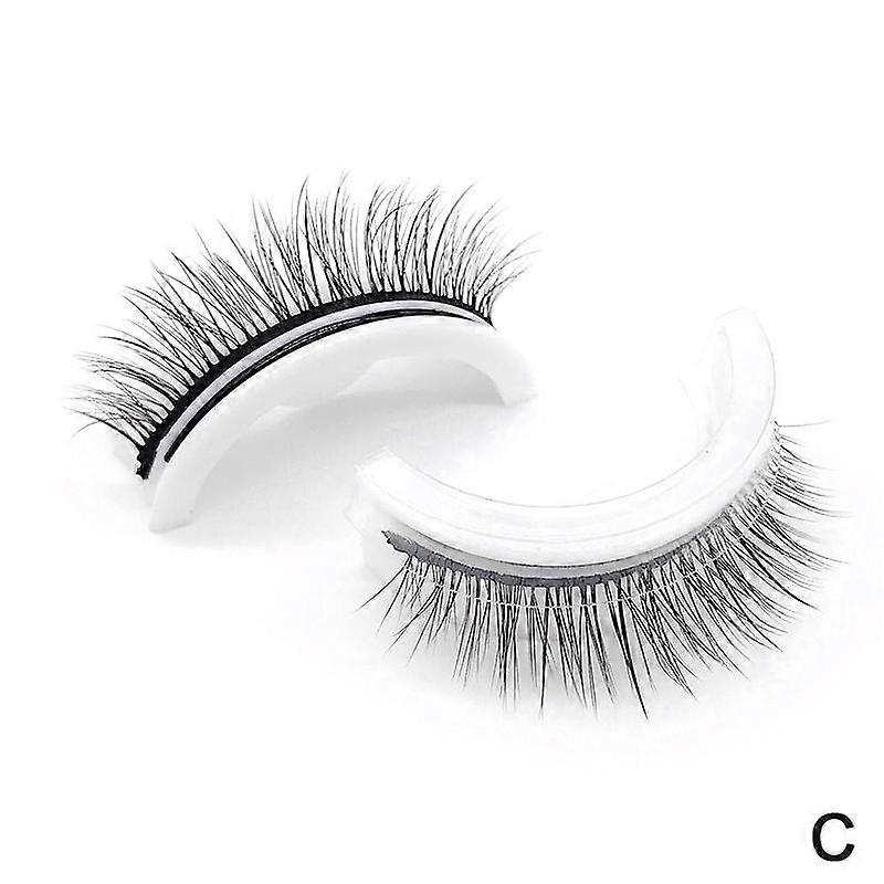 1Pair Reusable Self-Adhesive False Eyelashes Full Strip Eyelash Glue-Free 3D Mink Lashes Extension False Eyelashes