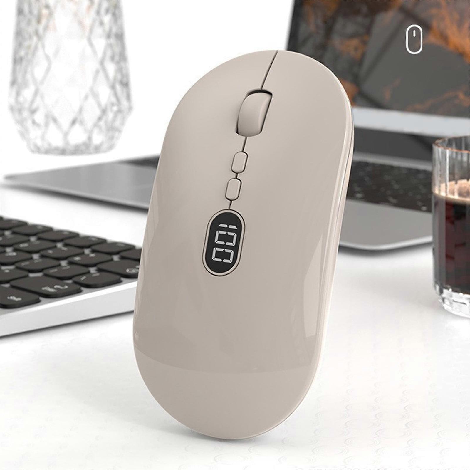 Wireless Rechargeable Low Latency Mute Mouse, Dual Mode Bluetooth, Minimalist Design, Compatible with PC/Mac, Stylish Office Gift for Mom - Quinlirra