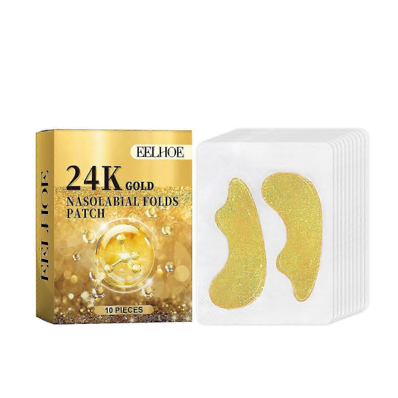 24K Gold Nasolabial Folds Patch  Firming  Nourishing for Smooth Skin, Reduces Fine Lines, 10pcs