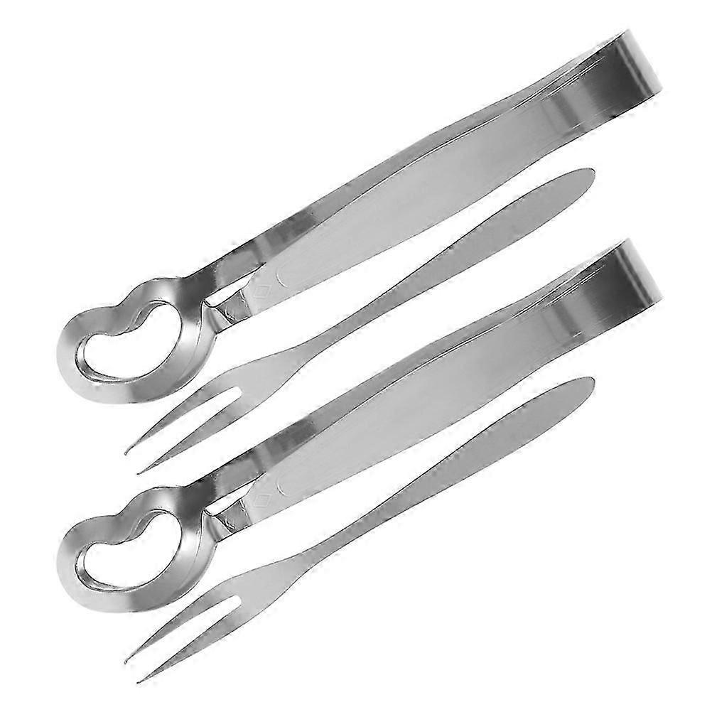 Escargot Tongs And Forks Set Serving Snails Restaurant Use Minimalist Design 4Pcs