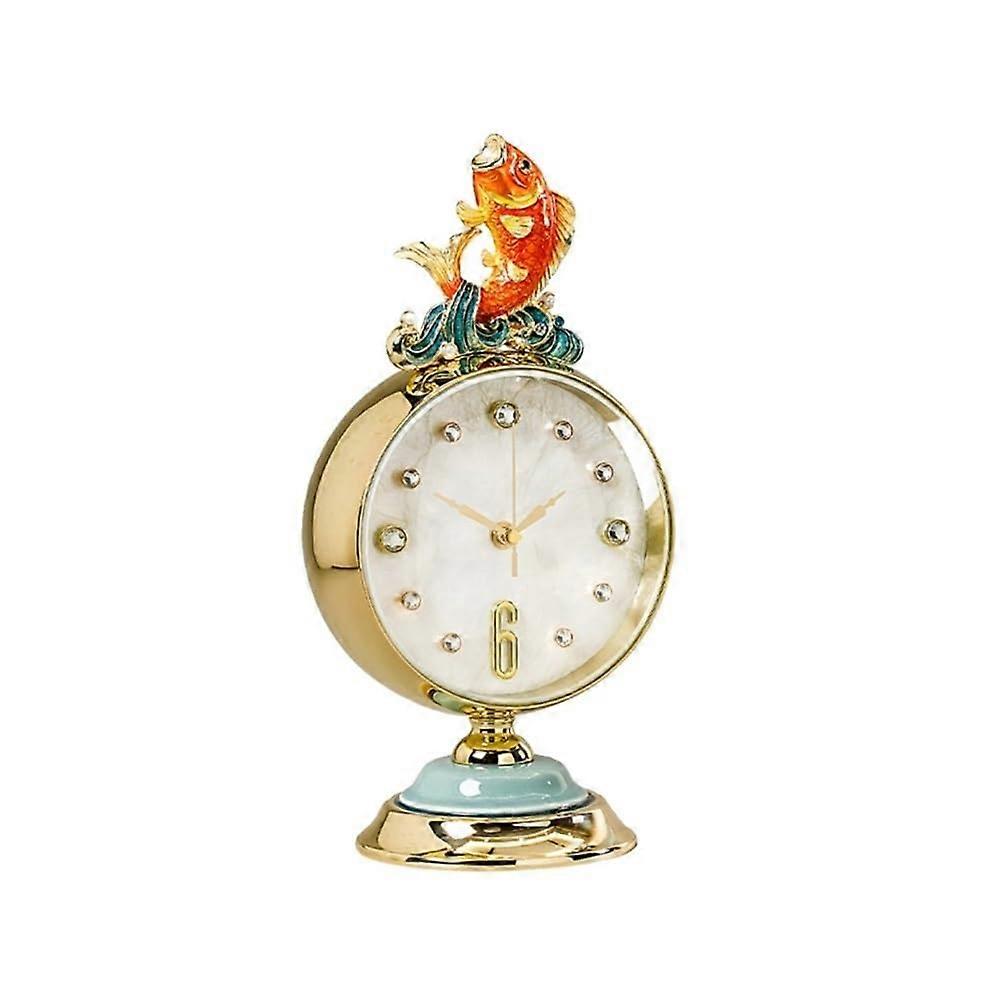 Elegant Decorative Table Clock with Silent Movement, Vintage HandEnamelled Design and Rhinestones