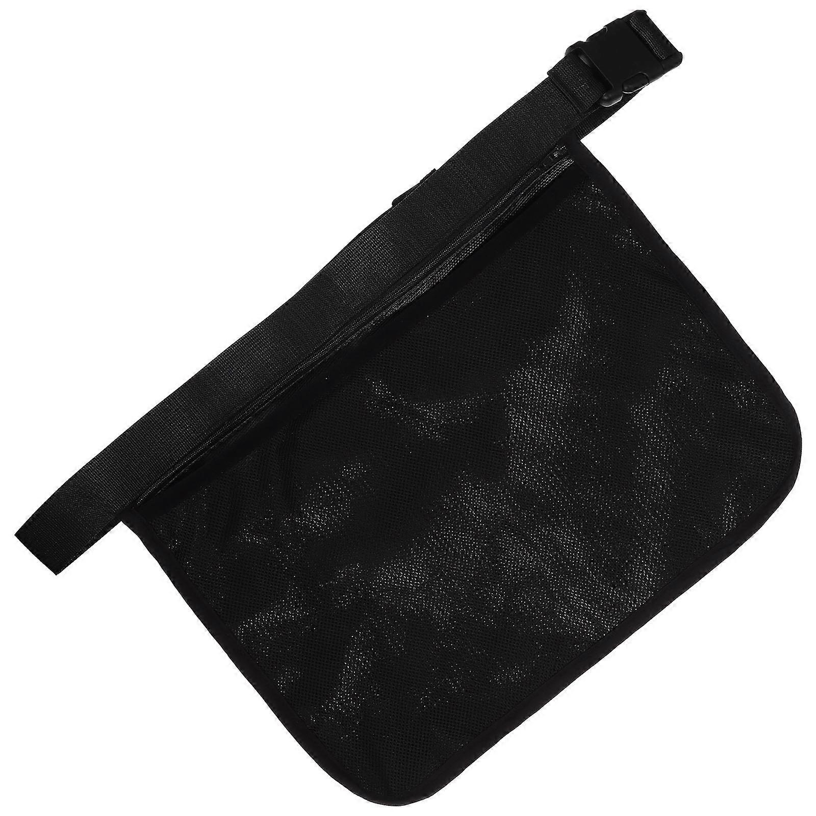 Black Tennis Storage Bag with Durable Mesh and Waist Strap for Secure Ball Storage During Training