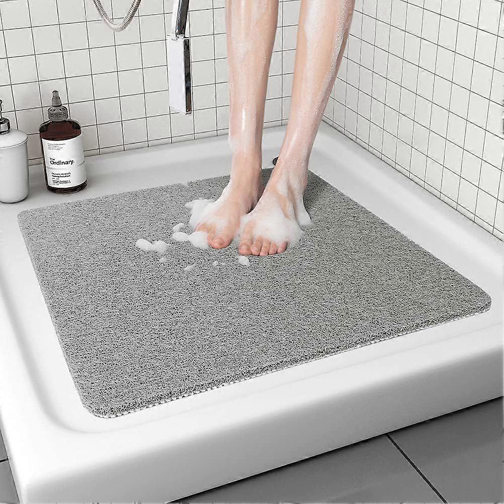 Non Slip Shower Mat, Comfortable Bath mat for Textured Surface,Quick Drying Easy Cleaning Shower Floor Mat for Wet Area,Without Suction Cups Grey 24 x