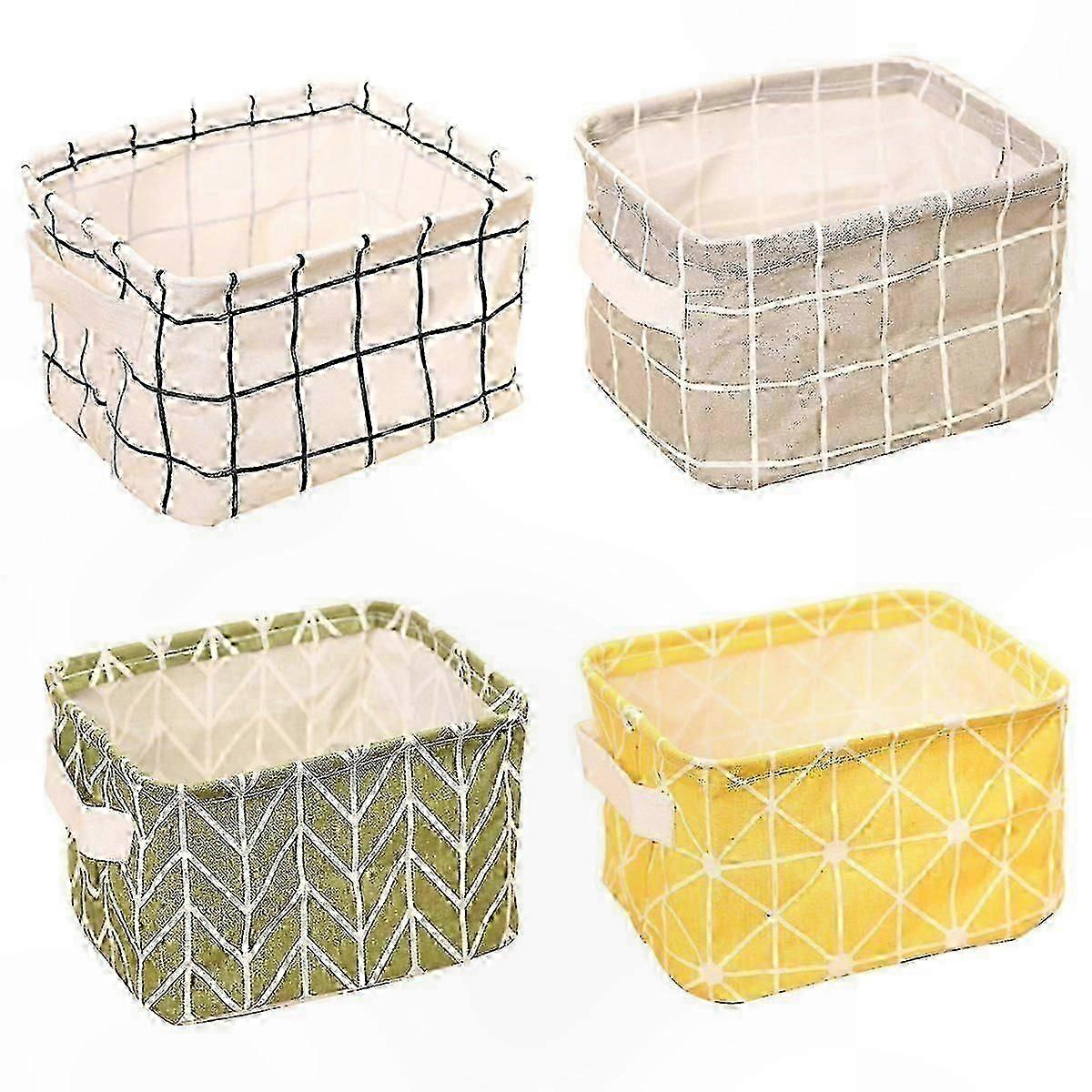 Storage Baskets with Handles, Set of 4, Canvas and Fabric Organizer Bins for Home Use