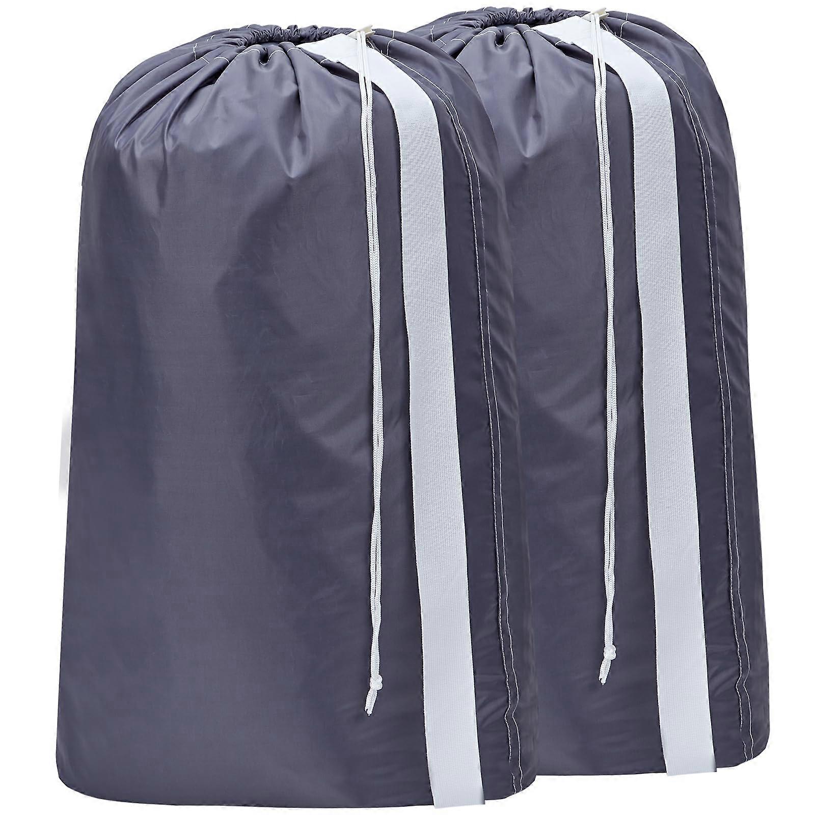 2 Pack Extra Large Nylon Laundry Bag with Wide Shoulder Strap, TearResistant, Grey