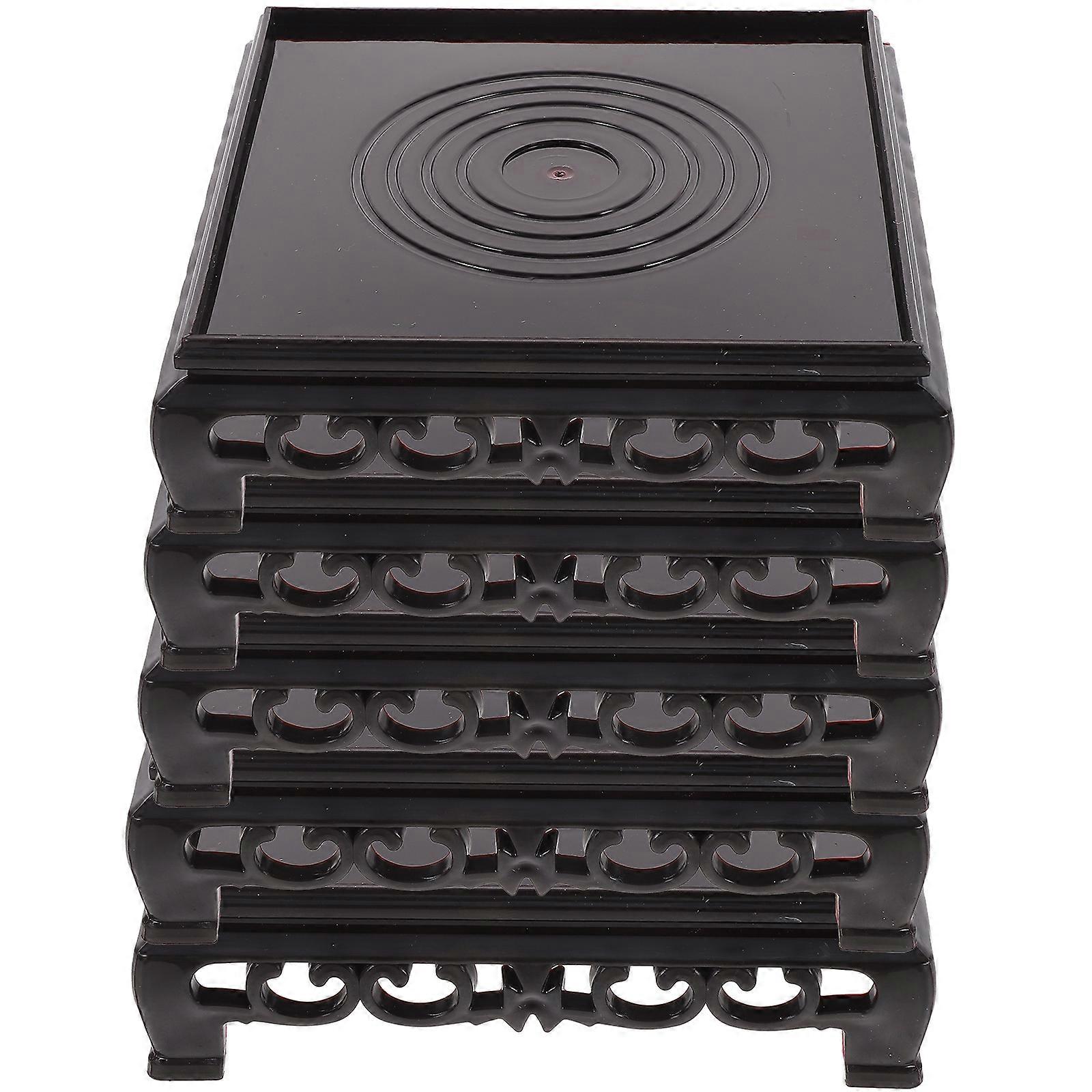 Plastic Plant Pot Riser Square Shelf for Display 15Pcs Black Vase Stand