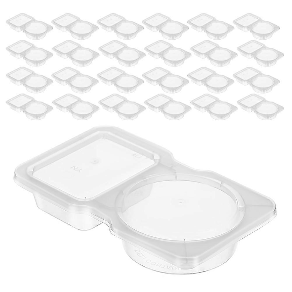 Plastic Sauce Cups Double Compartment for Sauce with Lid 120Pcs