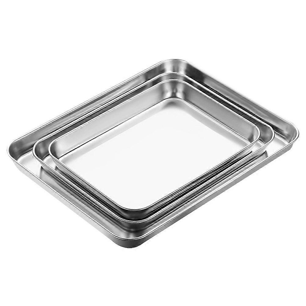 Stainless Steel Steamed Plate for Serving 3Pcs Multifunctional Flat Kitchen Tray