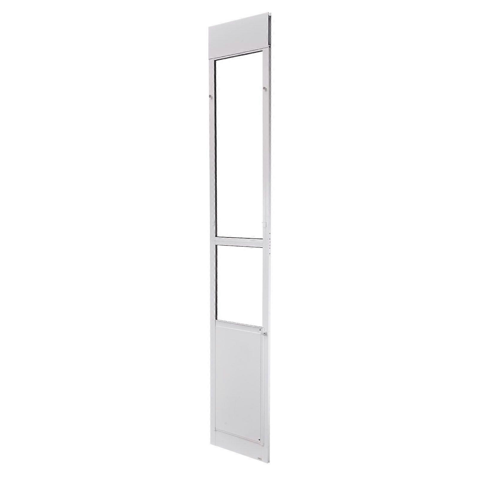Hunddörr för skjutdörr i glas, 2311-2439 mm justerbar höjd, aluminiumram, 346 x 600 mm klaff