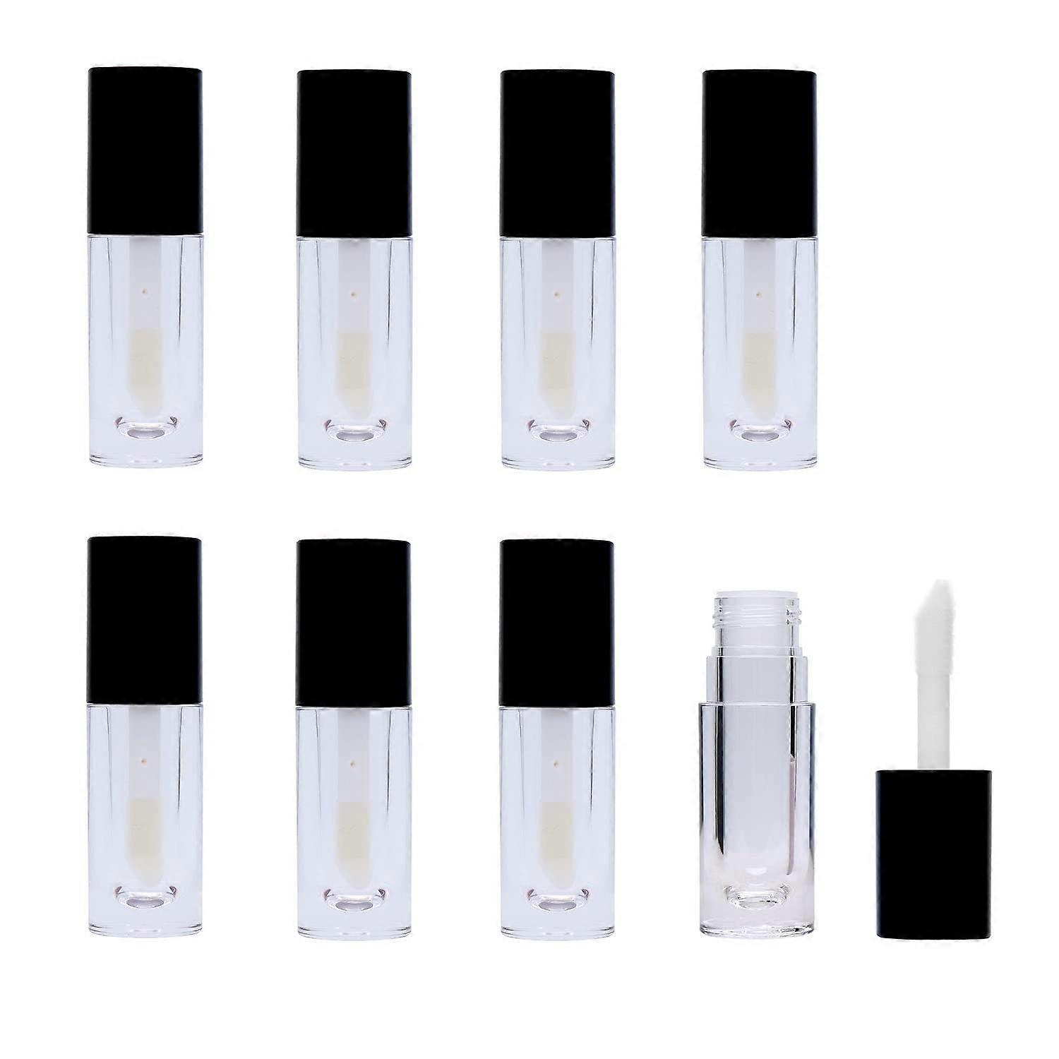 8pcs Empty Lip Gloss Tubes with Wand 6.5ml Clear Refillable Containers LeakProof DIY Black