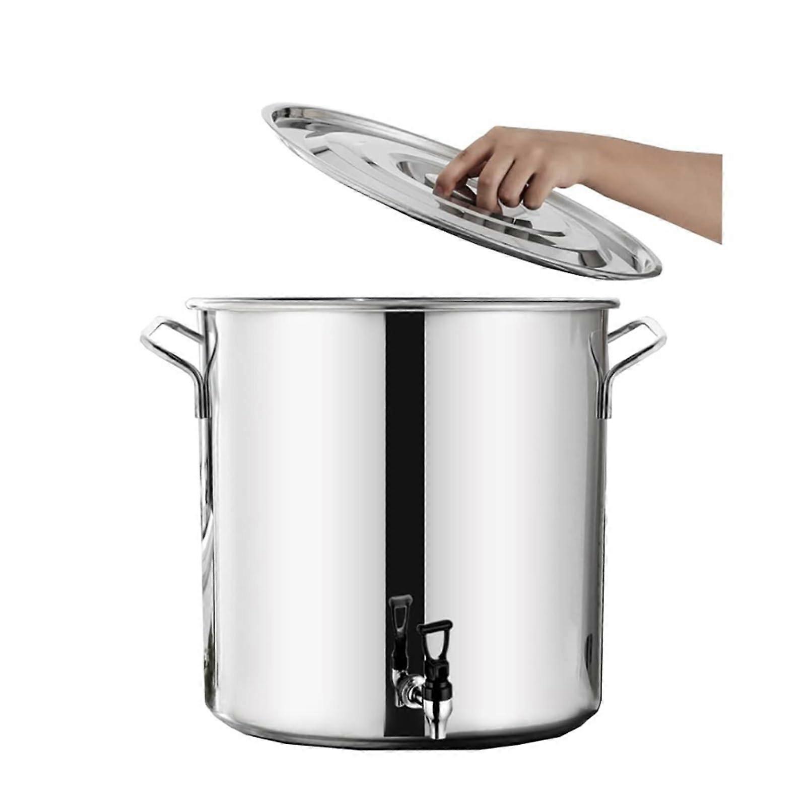 304 Stainless Steel Stock Pot with Lid, Large Capacity Soup Pot for Induction and Gas Stove 45L