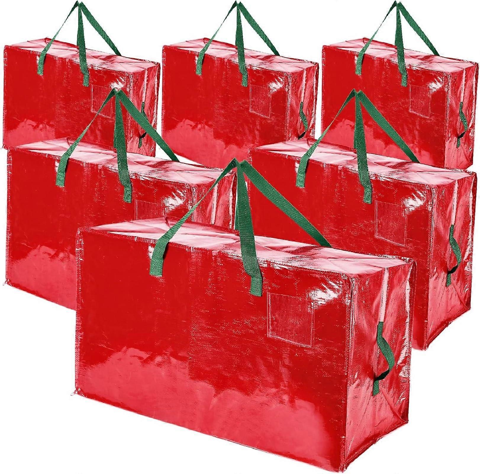 6 Pcs Extra Large Storage Bags Set for Moving Heavy Duty Polypropylene Organizer with Zipper Red