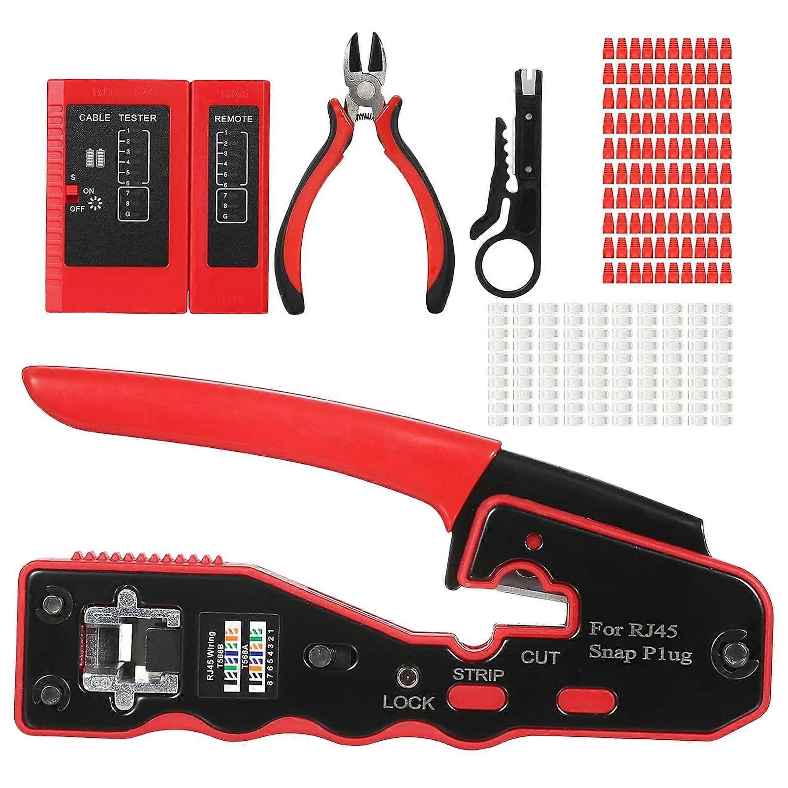 Wire Crimping Tool with Ergonomic Handle, Multifunction Wire Stripper and Professional Cable Crimper