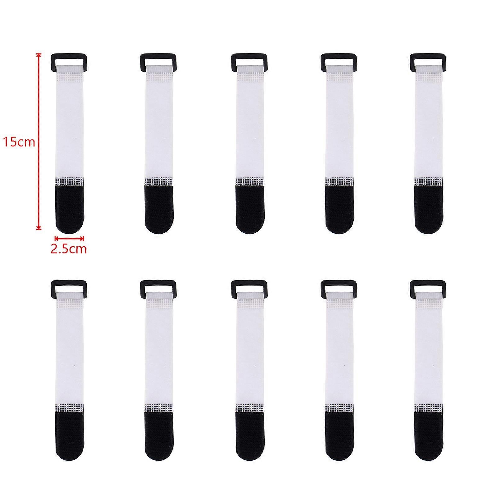 10Pcs 2.5cm Width Nylon Cable Ties Reverse Buckle Strap Reusable Self Adhesive Tape Fastener Hook Loop Fixed Strap Sticky