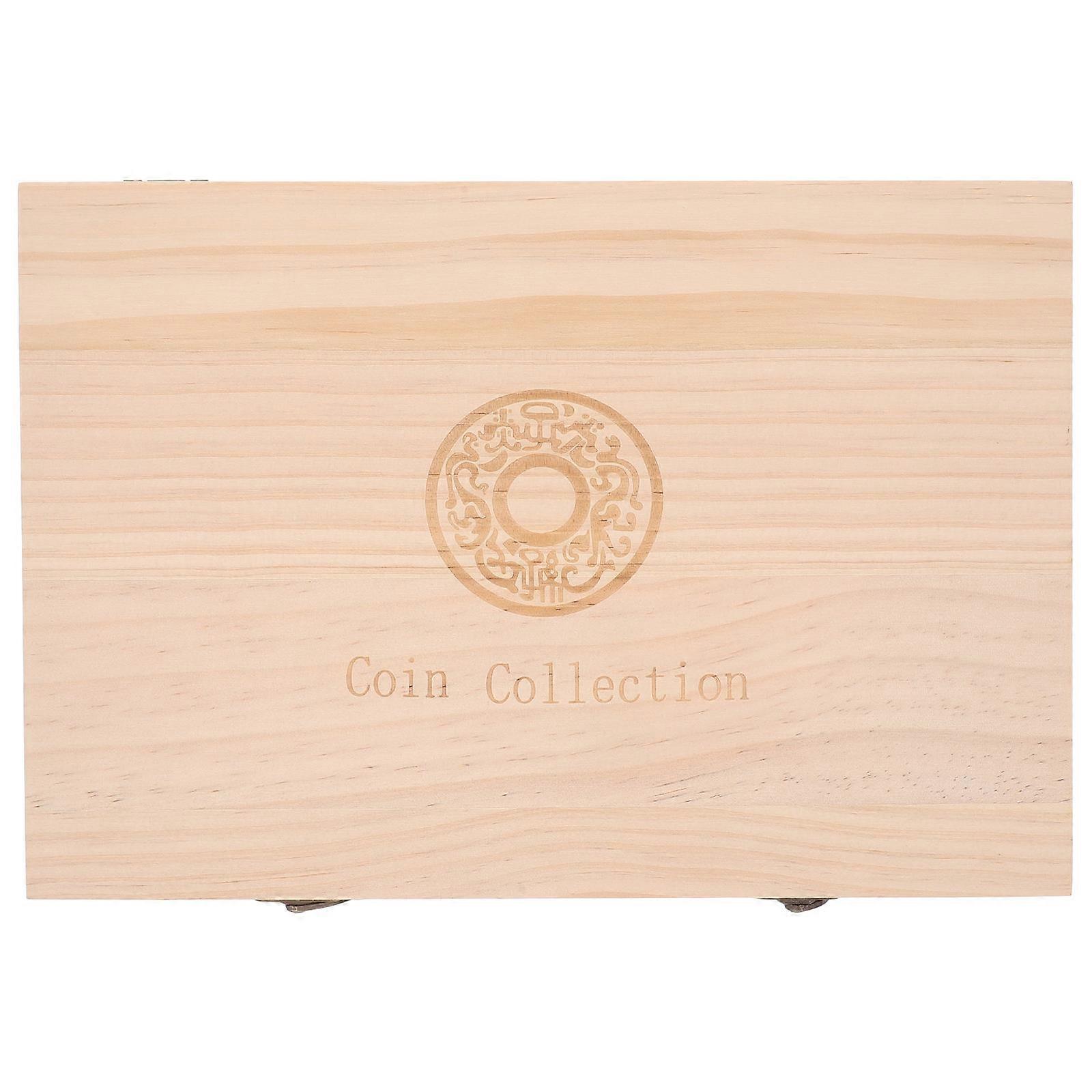 Coin Collection Boxes Wooden Coin Capsules Holder Case Collectors Storage Display Organizer 1 Set