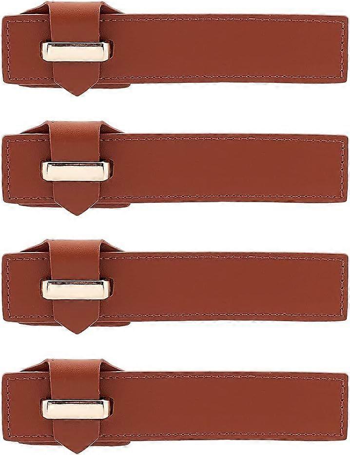 4 Sets Sew on Toggle Closures PU Leather Cloak Clasp Fasteners Brown Sewing Toggle Buttons Metal Coat Buckle Clips Replacement Toggle Buckles for Jack