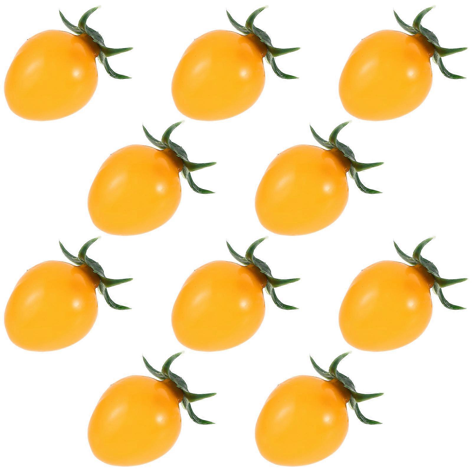 Artificial Fruit Lifelike Cherry Tomatoes for Kitchen Decor 10Pcs Yellow