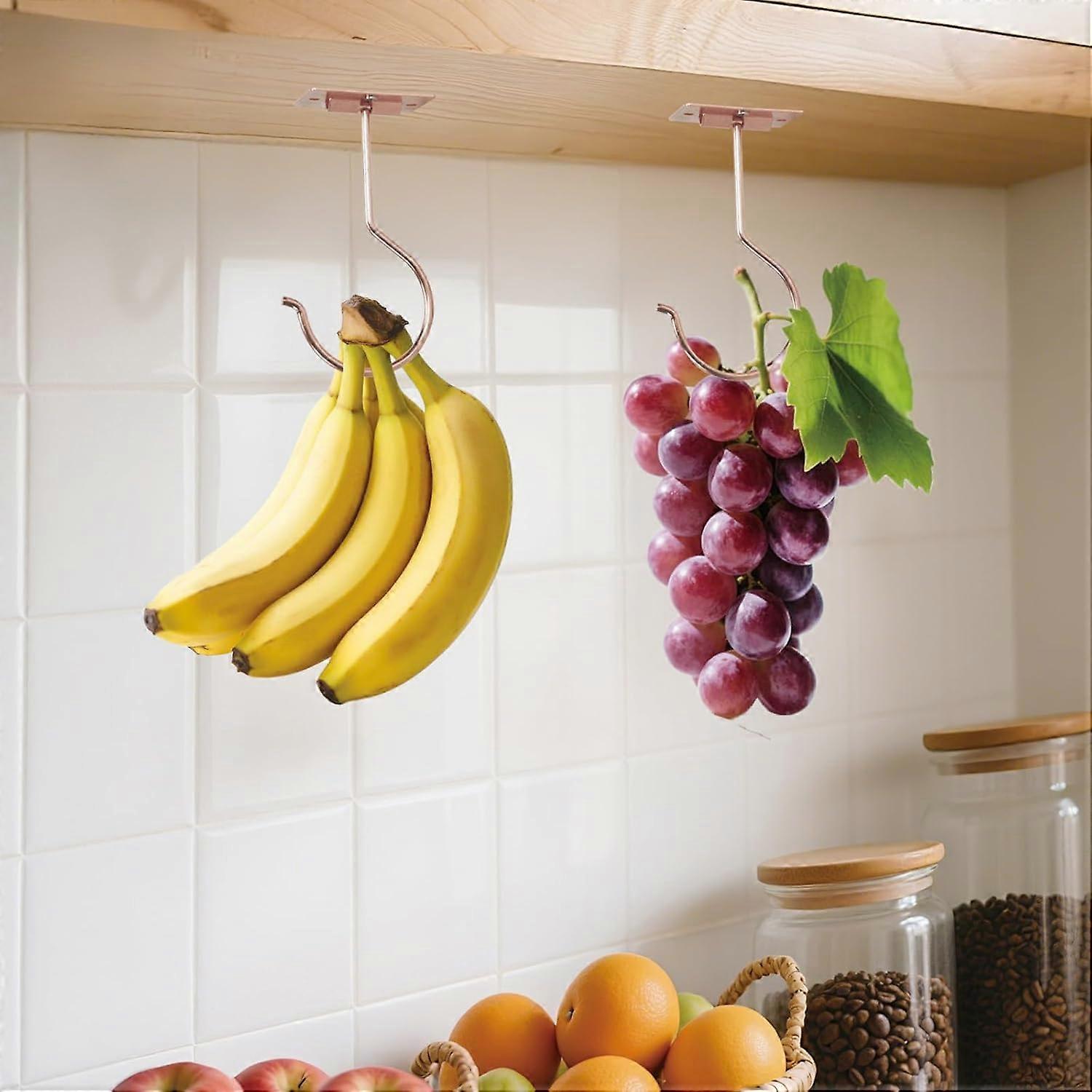 4Pcs Champagne SelfAdhesive Banana Hanger with Magnetic Foldable Design for Under Cabinet Fresh Storage