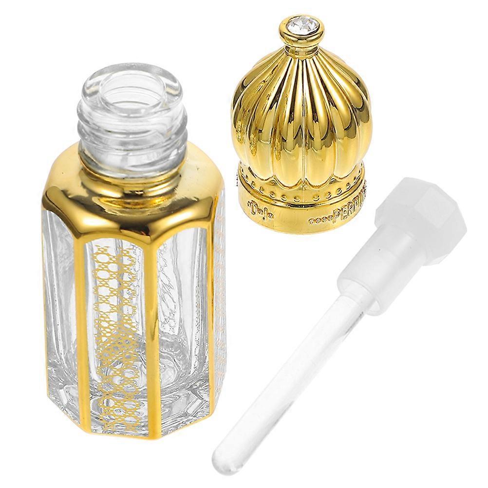 Golden Glass Perfume Bottles for Storage 3Pcs Empty Roller Bottles
