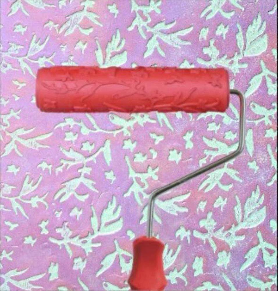 Greek Art 7' Patterned Paint Roller for Walls and Furniture, DIY Decorative Texture Rubber Roller with Handle (Pattern E6)
