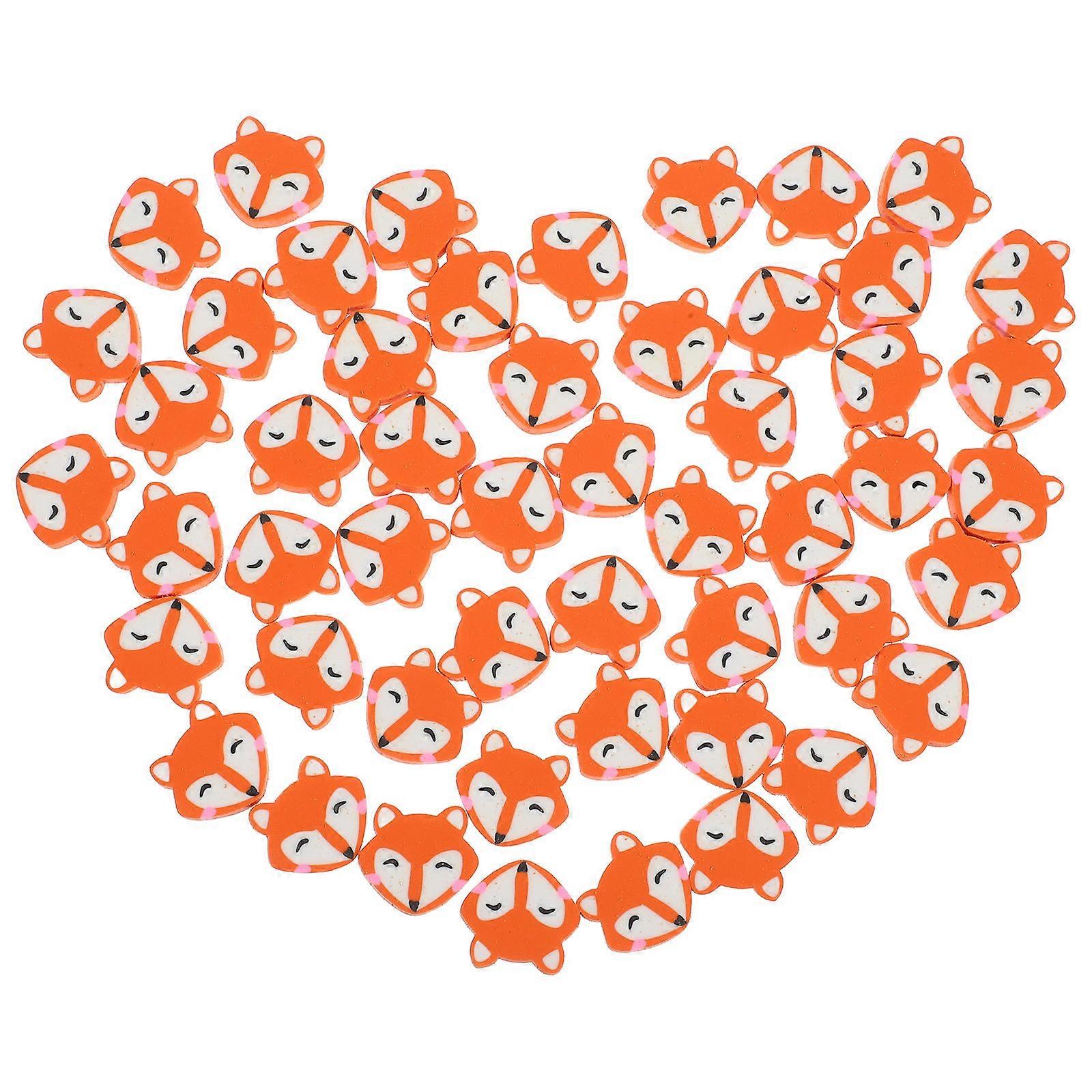 Fox Eraser Delicate Pencil Erasers for Students 50Pcs Portable Orange Set
